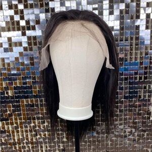 13x6 Lace Frontal Wig 18" Preplucked Human Hair Straight Natural Black Baby Hair